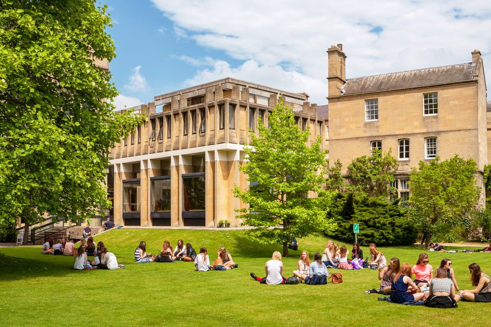 Oxford with students on the lawn