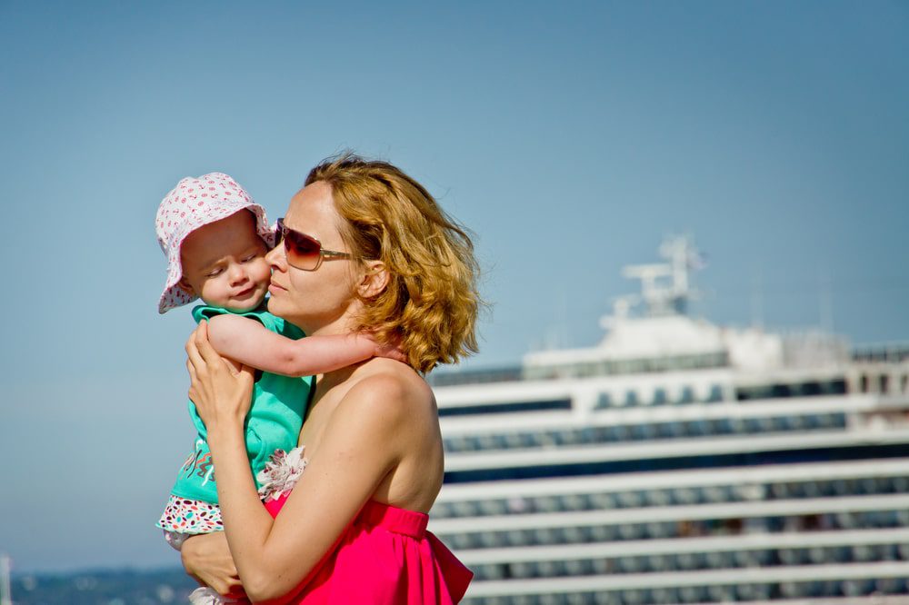 mother with a baby on a cruise